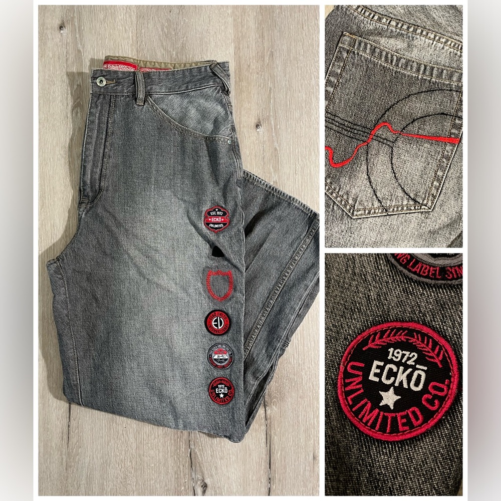 Vintage Y2K Ecko Unlimited Bicicleta Jean / Size 36 / Gray Wash